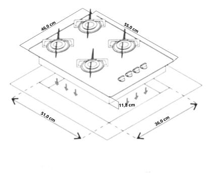 Imagem de Fogão Cooktop De Embutir 4 Bocas A Gás Chama Rápida Fischer PRETO BIVOLT
