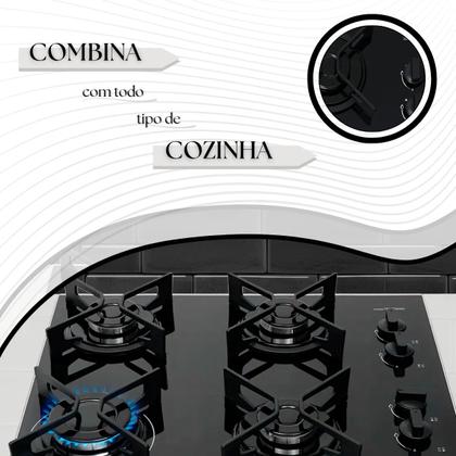 Imagem de Fogão Cooktop De Embutir 4 Bocas A Gás Chama Rápida Fischer PRETO BIVOLT