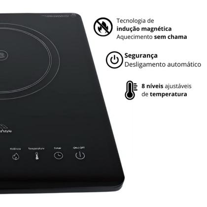 Imagem de Fogão Cooktop de Indução 1 Boca Portátil Mimo Style Aquecimento Rápido 220V