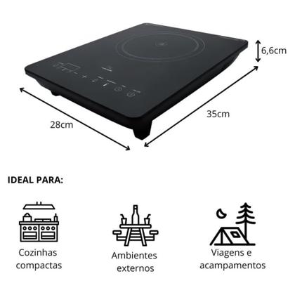 Imagem de Fogão Cooktop de Indução 1 Boca Portátil Mimo Style Aquecimento Rápido 220V