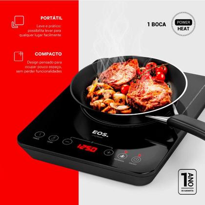 Imagem de Fogão Cooktop de Indução 1 Boca Portátil Preto 2000w Cheff Gourmet ECI01PPB Bivolt - Eos