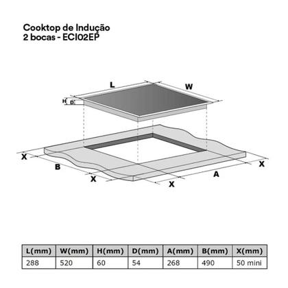 Imagem de Fogão Cooktop De Indução 2 Bocas Portátil Preto 4000W Cheff Gourmet ECI02EP 220V - EOS