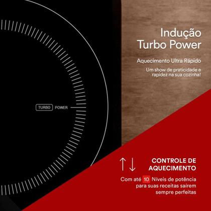 Imagem de Fogão Cooktop De Indução 2 Bocas Portátil Preto 4000W Cheff Gourmet ECI02EP 220V - EOS