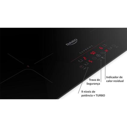 Imagem de Fogão Cooktop De Indução 4 Bocas Dako Supreme Preto 220v