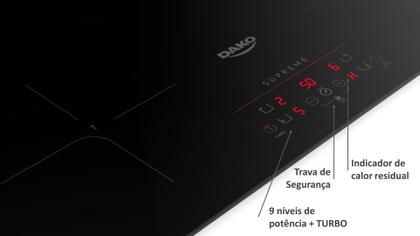 Imagem de Fogão Cooktop De Indução 4 Bocas Dako Supreme Preto 220v