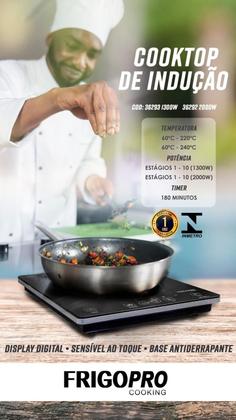 Imagem de Fogão Cooktop de Indução Elétrico de 1 Boca 1300W 110V C1323 Frigopro Cooking