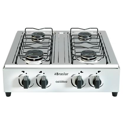Imagem de Fogão Cooktop De Mesa Portátil A Gás 4 Bocas Braslar