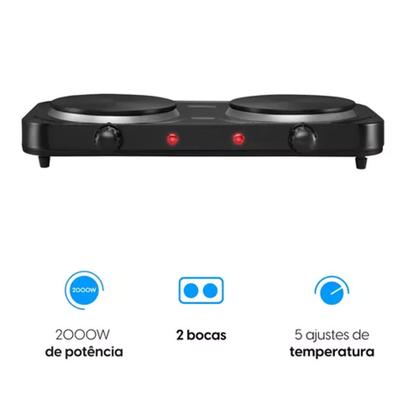 Imagem de Fogão Cooktop Elétrica 5 Temperaturas 2 Bocas