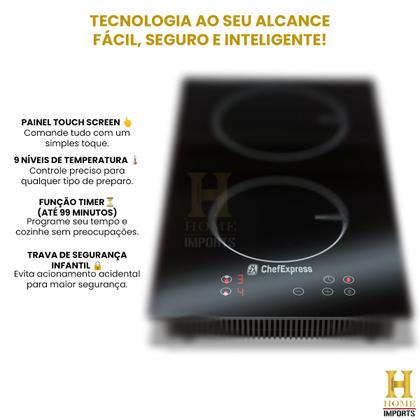 Imagem de Fogão Cooktop Elétrico Chef Express De Indução Vitrocerâmica 3500w 2 Bocas Linha Premium