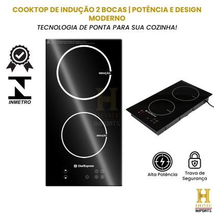 Imagem de Fogão Cooktop Elétrico Chef Express De Indução Vitrocerâmica 3500w 2 Bocas Linha Premium