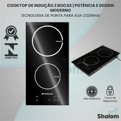 Imagem de Fogão Cooktop Elétrico Chef Express De Indução Vitrocerâmica 3500w 2 Bocas Linha Premium