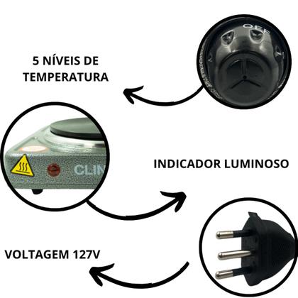 Imagem de Fogão Cooktop Elétrico Fogareiro 1 Bocas 1000 Watts