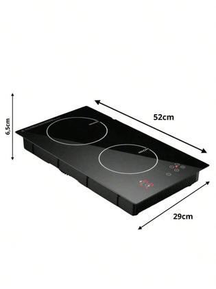 Imagem de Fogão Cooktop Elétrico Indução 3500w 2 Bocas Vitrocerâmica Culinaria Preto