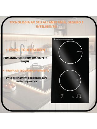 Imagem de Fogão Cooktop Elétrico Indução 3500w 2 Bocas Vitrocerâmica Culinaria Preto