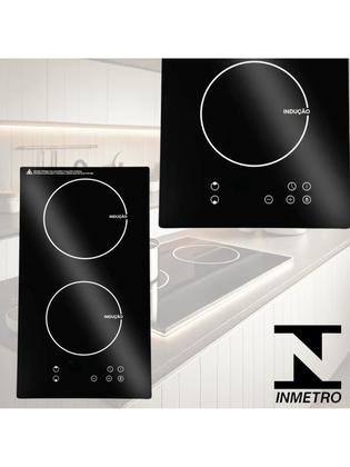 Imagem de Fogão Cooktop Elétrico Indução 3500w 2 Bocas Vitrocerâmica Culinaria Preto