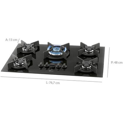 Imagem de Fogão Cooktop Fischer 5q Tc Infinity Gás Mesa Vidro - Preto