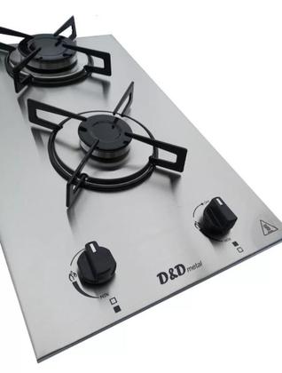 Imagem de Fogão Cooktop Gás 2 bocas inox - acendimento automático
