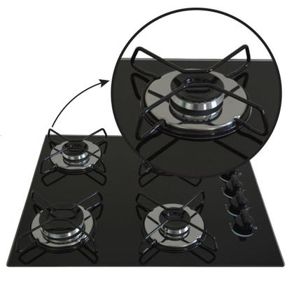Imagem de Fogão Cooktop Gás 4 Bocas Ultra Chama 127v/220v Preto