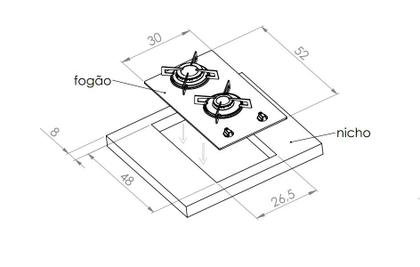 Imagem de Fogão cooktop Gás D&D 2 bocas vermelho - acendimento automático