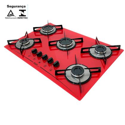 Imagem de Fogão Cooktop Gás D&D 5 bocas vermelho - acendimento automático