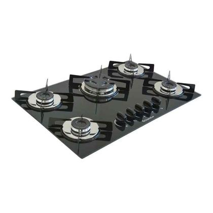 Imagem de Fogão Cooktop Premium Tripla Chama 5 Bocas Preto Chamalar