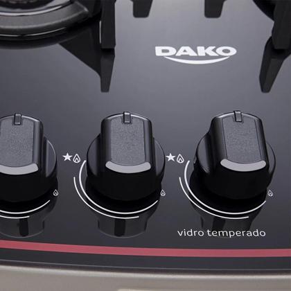 Fogão Dako 4 Bocas com Mesa de Vidro Mega Chama Supreme Timer Glass Titanium Bivolt Imagem de Fogão Dako 4 Bocas com Mesa de Vidro Mega Chama Supreme Timer Glass Titanium Bivolt