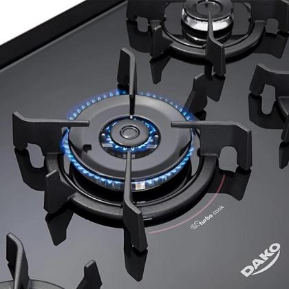Fogão Dako 5 Bocas com Mesa de Vidro Tripla chama Supreme Timer Glass Titanium Bivolt Imagem de Fogão Dako 5 Bocas com Mesa de Vidro Tripla chama Supreme Timer Glass Titanium Bivolt