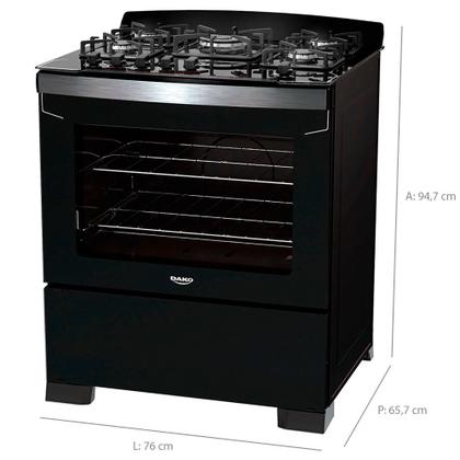 Imagem de Fogão Dako Diplomata 5 Bocas Automático Mesa de Vidro Tripla Chama
