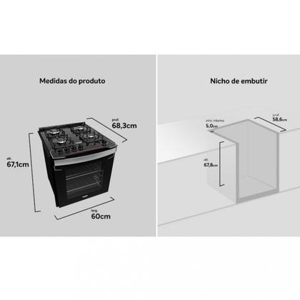 Imagem de Fogão de Embutir 4 Bocas Dako Diplomata Mesa de Vidro