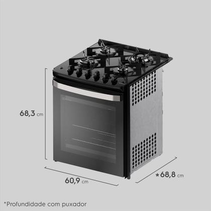 Imagem de Fogão de Embutir 4 bocas Electrolux Preto Experience Mesa Vidro, Grill e VaporBake (FE4EP)