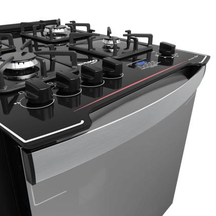 Imagem de Fogão de Embutir 4 Bocas Preto com Frente Espelhada e Timer Digital Dako Diplomata Grill Style Bivolt