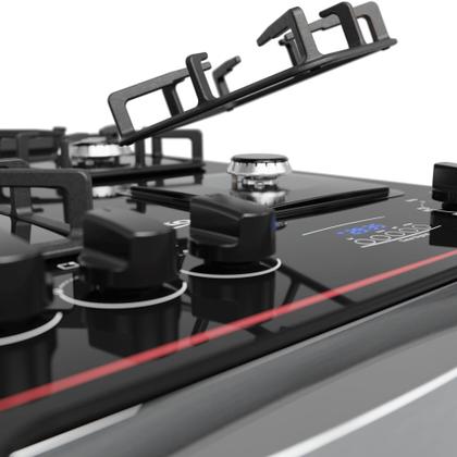 Imagem de Fogão de Embutir 4 Bocas Preto com Frente Espelhada e Timer Digital Dako Diplomata Grill Style Bivolt