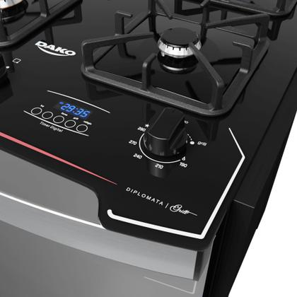 Imagem de Fogão de Embutir 4 Bocas Preto com Frente Espelhada e Timer Digital Dako Diplomata Grill Style Bivolt