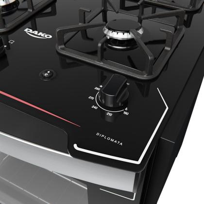 Imagem de Fogão de Embutir 4 Bocas Preto com Mesa de Vidro Dako Diplomata Bivolt