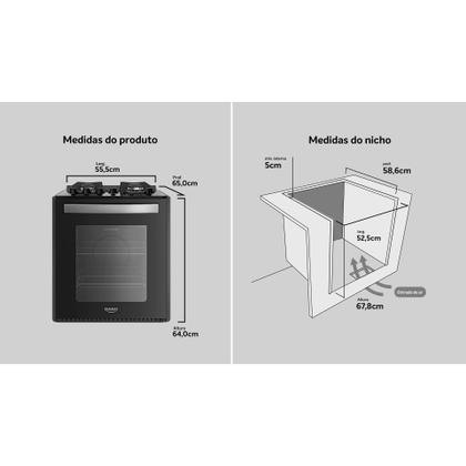 Imagem de Fogão de Embutir 4 Bocas Preto com Mesa de Vidro Dako Supreme Bivolt