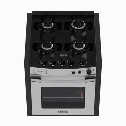 Imagem de Fogao de Embutir 4 Bocas Venax Gaudi Platinum Vitreo Inox Gas Glp