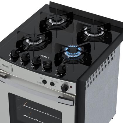 Imagem de Fogao de Embutir 4 Bocas Venax Gaudi Platinum Vitreo Inox Gas Glp