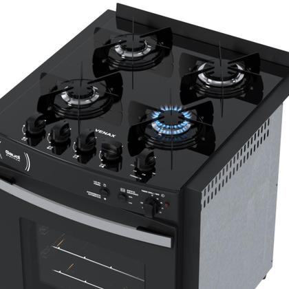 Imagem de Fogao de Embutir 4 Bocas Venax Gaudi Platinum Vitreo Preto Gas Glp