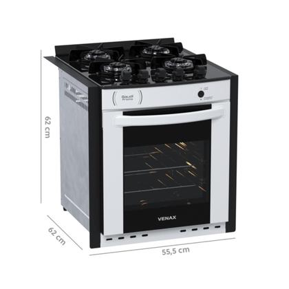 Imagem de Fogao de Embutir 4 Bocas Venax Gaudi Prisma Vitreo Bl Branco Gas Glp
