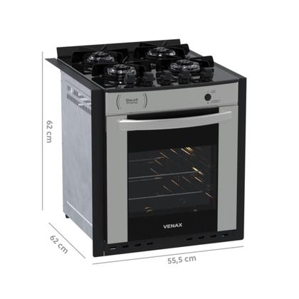 Imagem de Fogao de Embutir 4 Bocas Venax Gaudi Prisma Vitreo Bl Inox Gas Glp