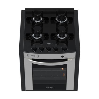 Imagem de Fogao de Embutir 4 Bocas Venax Gaudi Prisma Vitreo Bl Inox Gas Glp