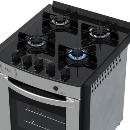Imagem de Fogao de Embutir 4 Bocas Venax Gaudi Prisma Vitreo Bl Inox Gas Glp