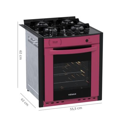 Imagem de Fogao de Embutir 4 Bocas Venax Gaudi Prisma Vitreo Bl Pink Gas Glp