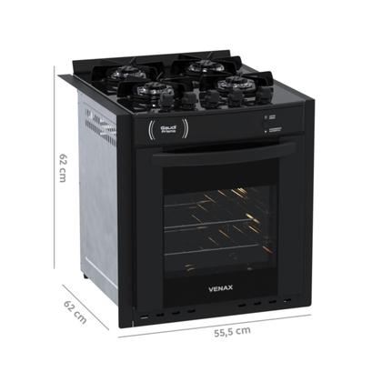 Imagem de Fogao de Embutir 4 Bocas Venax Gaudi Prisma Vitreo Bl Preto Gas Glp
