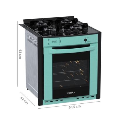 Imagem de Fogao de Embutir 4 Bocas Venax Gaudi Prisma Vitreo Bl Verde Gas Glp