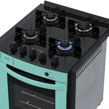 Imagem de Fogao de Embutir 4 Bocas Venax Gaudi Prisma Vitreo Bl Verde Gas Glp