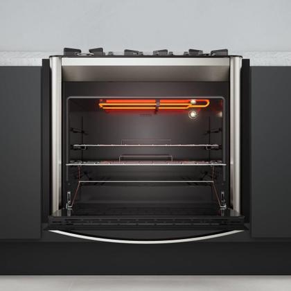 Imagem de Fogão de Embutir 5 Bocas a Gás Fischer Gran Cheff com Mesa de Vidro e Grill Elétrico Preto 127V