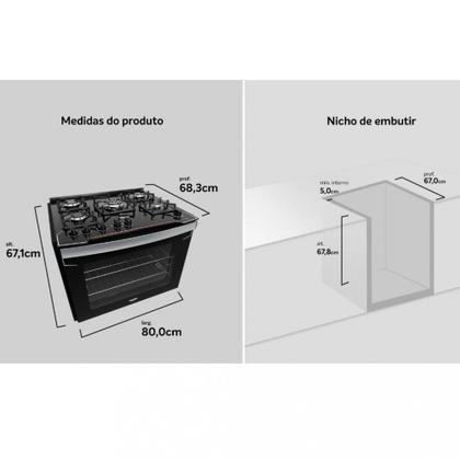 Imagem de Fogão de Embutir 5 Bocas Dako Diplomata Mesa de Vidro e Tripla Chama