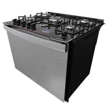 Imagem de Fogão de Embutir 5 Bocas Preto com Frente Espelhada e Timer Digital Dako Diplomata Grill Style Bivolt