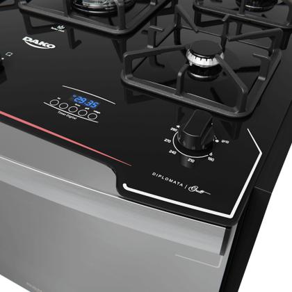 Imagem de Fogão de Embutir 5 Bocas Preto com Frente Espelhada e Timer Digital Dako Diplomata Grill Style Bivolt